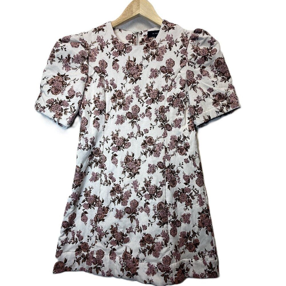 En Saison Ivory Floral Puff Sleeve Mini Dress Romantic Cottagecore Small